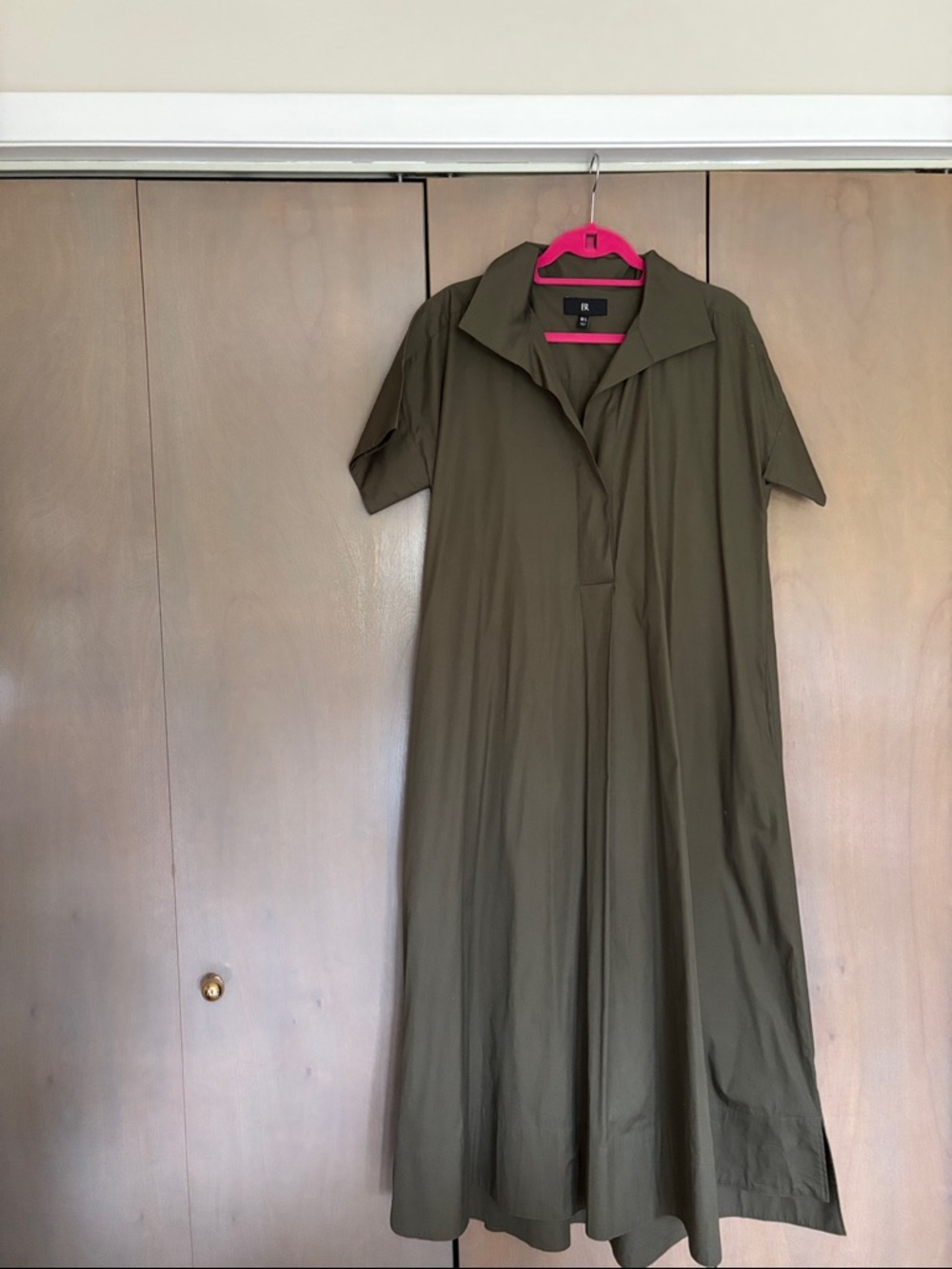Banana Republic Olive Green Collared Maxi Shirt Dress